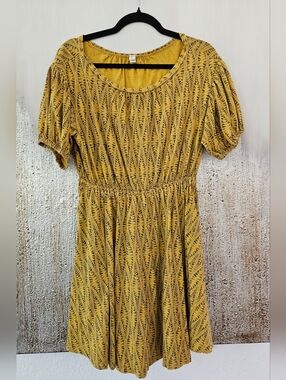 Anthropologie Daily Practice Mustard Printed Dress